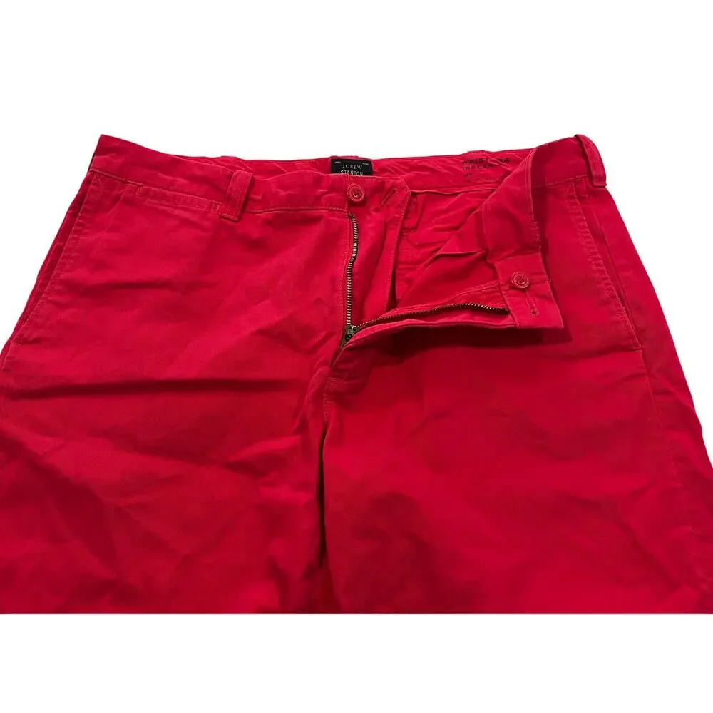 17-6 J. CREW Men's Stanton Chino Shorts Red 34x9